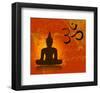 Buddha and Om Symbol-null-Framed Art Print