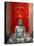 Buddha at Ornate Red Door, Ubud, Bali, Indonesia-Tom Haseltine-Stretched Canvas