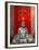 Buddha at Ornate Red Door, Ubud, Bali, Indonesia-Tom Haseltine-Framed Premium Photographic Print