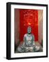 Buddha at Ornate Red Door, Ubud, Bali, Indonesia-Tom Haseltine-Framed Photographic Print