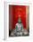 Buddha at Ornate Red Door, Ubud, Bali, Indonesia-Tom Haseltine-Framed Photographic Print