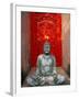Buddha at Ornate Red Door, Ubud, Bali, Indonesia-Tom Haseltine-Framed Photographic Print