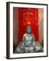 Buddha at Ornate Red Door, Ubud, Bali, Indonesia-Tom Haseltine-Framed Photographic Print