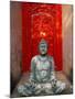 Buddha at Ornate Red Door, Ubud, Bali, Indonesia-Tom Haseltine-Mounted Photographic Print