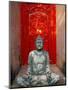 Buddha at Ornate Red Door, Ubud, Bali, Indonesia-Tom Haseltine-Mounted Photographic Print