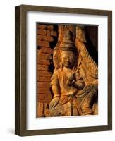 Buddha Carving at Ancient Ruins of Indein Stupa Complex, Myanmar-Keren Su-Framed Photographic Print