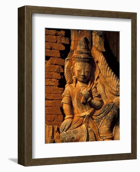 Buddha Carving at Ancient Ruins of Indein Stupa Complex, Myanmar-Keren Su-Framed Photographic Print