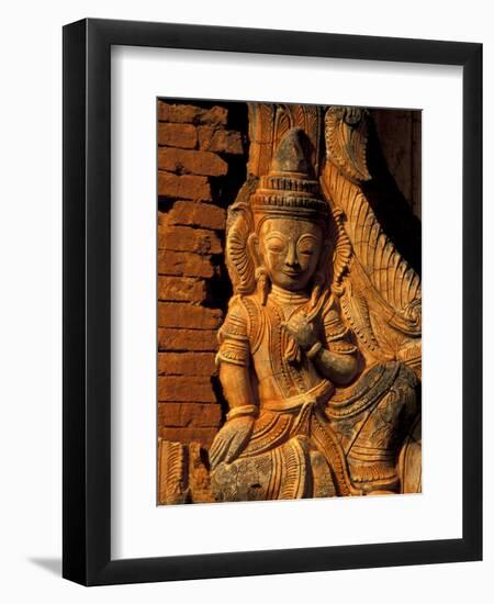 Buddha Carving at Ancient Ruins of Indein Stupa Complex, Myanmar-Keren Su-Framed Photographic Print