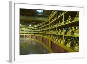 Buddha Collection under the Golden Maitreya Statue, Beopjusa Temple Complex, South Korea, Asia-Michael Runkel-Framed Photographic Print