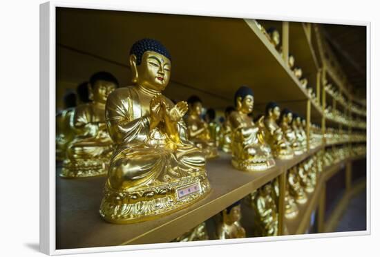 Buddha Collection under the Golden Maitreya Statue, Beopjusa Temple Complex, South Korea, Asia-Michael Runkel-Framed Photographic Print