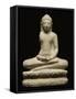 Buddha en méditation, assis sur le lotus-null-Framed Stretched Canvas