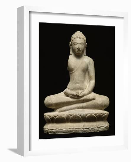 Buddha en méditation, assis sur le lotus-null-Framed Giclee Print