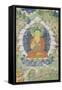 Buddha en vajrapariankasana et vitarka-mudra et scènes illustrant des jâtaka-null-Framed Stretched Canvas