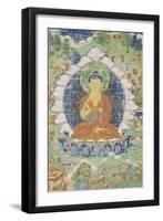 Buddha en vajrapariankasana et vitarka-mudra et scènes illustrant des jâtaka-null-Framed Giclee Print
