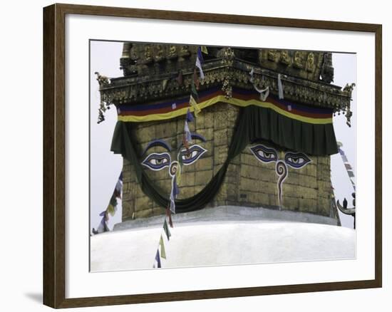 Buddha Eyes on Chorten, Nepal-Michael Brown-Framed Photographic Print