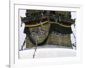 Buddha Eyes on Chorten, Nepal-Michael Brown-Framed Photographic Print