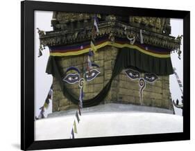 Buddha Eyes on Chorten, Nepal-Michael Brown-Framed Photographic Print