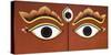 Buddha Eyes Painted on a Door in Kathmandu, Nepal, Asia-John Woodworth-Stretched Canvas