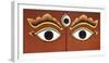 Buddha Eyes Painted on a Door in Kathmandu, Nepal, Asia-John Woodworth-Framed Premium Photographic Print