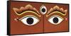 Buddha Eyes Painted on a Door in Kathmandu, Nepal, Asia-John Woodworth-Framed Stretched Canvas