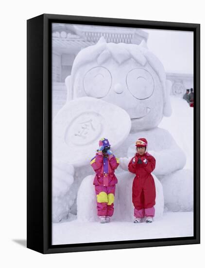 Buddha Face, Buddha Statue, Tokyo, Honshu, Japan-null-Framed Stretched Canvas