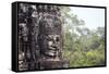 Buddha Face Carved in Stone at the Bayon Temple, Angkor Thom, Angkor, Cambodia-Yadid Levy-Framed Stretched Canvas