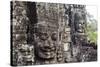 Buddha Face Carved in Stone at the Bayon Temple, Angkor Thom, Angkor, Cambodia-Yadid Levy-Stretched Canvas