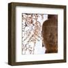 Buddha Face & Cherry Blossoms-null-Framed Art Print