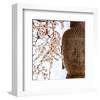 Buddha Face & Cherry Blossoms-null-Framed Art Print