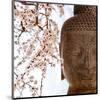 Buddha Face & Cherry Blossoms-null-Mounted Art Print