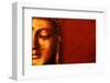 Buddha Face & Red Background-null-Framed Art Print