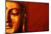 Buddha Face & Red Background-null-Mounted Art Print