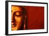 Buddha Face & Red Background-null-Framed Art Print