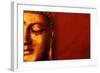 Buddha Face & Red Background-null-Framed Art Print