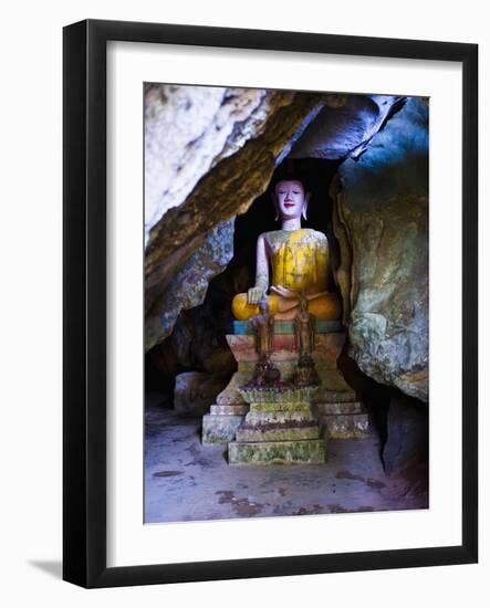 Buddha Hidden in the Tham Sang Caves, Vang Vieng, Laos, Indochina, Southeast Asia, Asia-Matthew Williams-Ellis-Framed Photographic Print