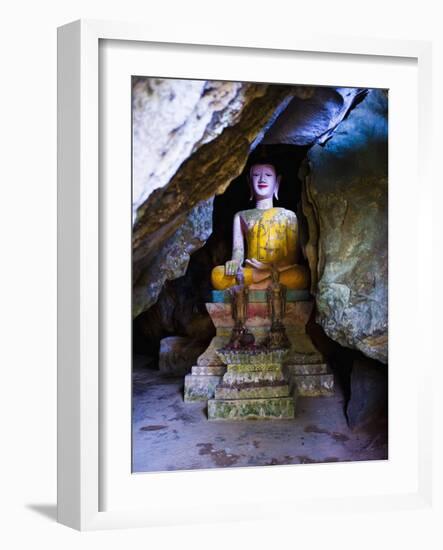 Buddha Hidden in the Tham Sang Caves, Vang Vieng, Laos, Indochina, Southeast Asia, Asia-Matthew Williams-Ellis-Framed Photographic Print