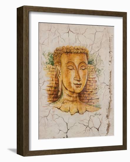 Buddha Image Painted on a Grave, Wat Si Saket, Vientiane, Laos-Gavriel Jecan-Framed Photographic Print