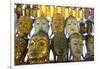 Buddha masks on display at shop, Mandalay, Myanmar (Burma)-Jan Miracky-Framed Photographic Print