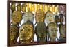 Buddha masks on display at shop, Mandalay, Myanmar (Burma)-Jan Miracky-Framed Photographic Print