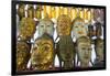 Buddha masks on display at shop, Mandalay, Myanmar (Burma)-Jan Miracky-Framed Photographic Print