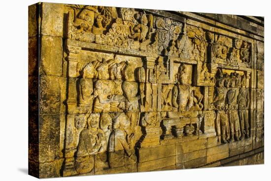 Buddha Reliefs in the Temple Complex of Borobodur, Java, Indonesia, Southeast Asia, Asia-Michael Runkel-Stretched Canvas