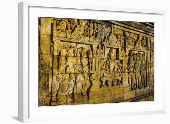 Buddha Reliefs in the Temple Complex of Borobodur, Java, Indonesia, Southeast Asia, Asia-Michael Runkel-Framed Photographic Print