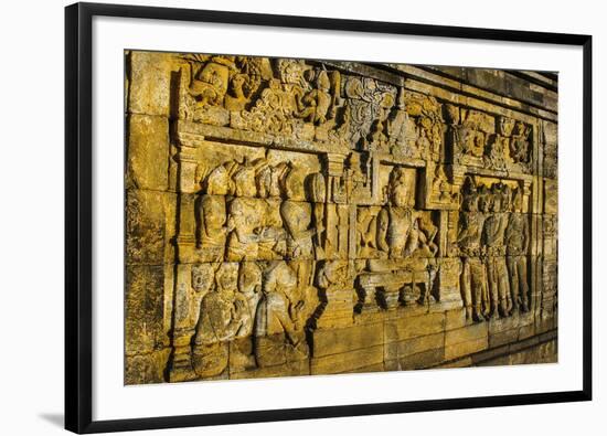 Buddha Reliefs in the Temple Complex of Borobodur, Java, Indonesia, Southeast Asia, Asia-Michael Runkel-Framed Photographic Print