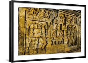 Buddha Reliefs in the Temple Complex of Borobodur, Java, Indonesia, Southeast Asia, Asia-Michael Runkel-Framed Photographic Print