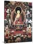 Buddha Seated Between His Two Great Disciples Cariputra and Maudgalyayana-null-Stretched Canvas