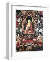 Buddha Seated Between His Two Great Disciples Cariputra and Maudgalyayana-null-Framed Giclee Print