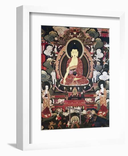 Buddha Seated Between His Two Great Disciples Cariputra and Maudgalyayana-null-Framed Giclee Print