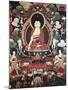 Buddha Seated Between His Two Great Disciples Cariputra and Maudgalyayana-null-Mounted Giclee Print