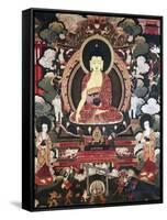 Buddha Seated Between His Two Great Disciples Cariputra and Maudgalyayana-null-Framed Stretched Canvas