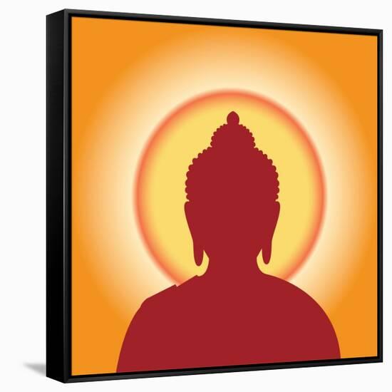 Buddha Silhouette Against the Sun-Andrii Adamskyi-Framed Stretched Canvas
